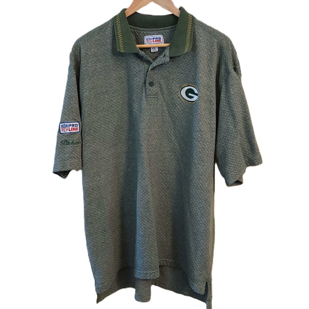 NFL Starter Green Bay Packers polo Men's XXL green shirt Cheesehead 100% cotton